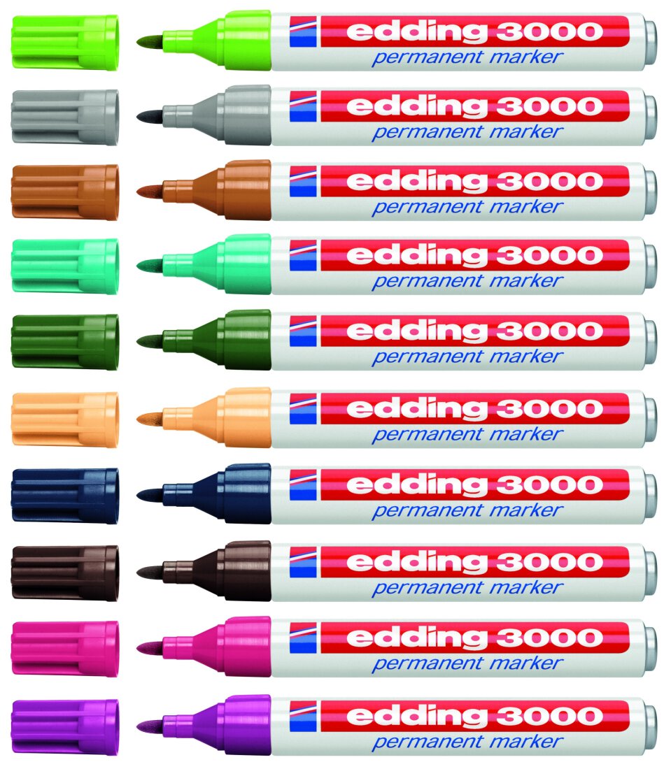 Edding 3000 Permanent Marker Set of 10 assorted Special