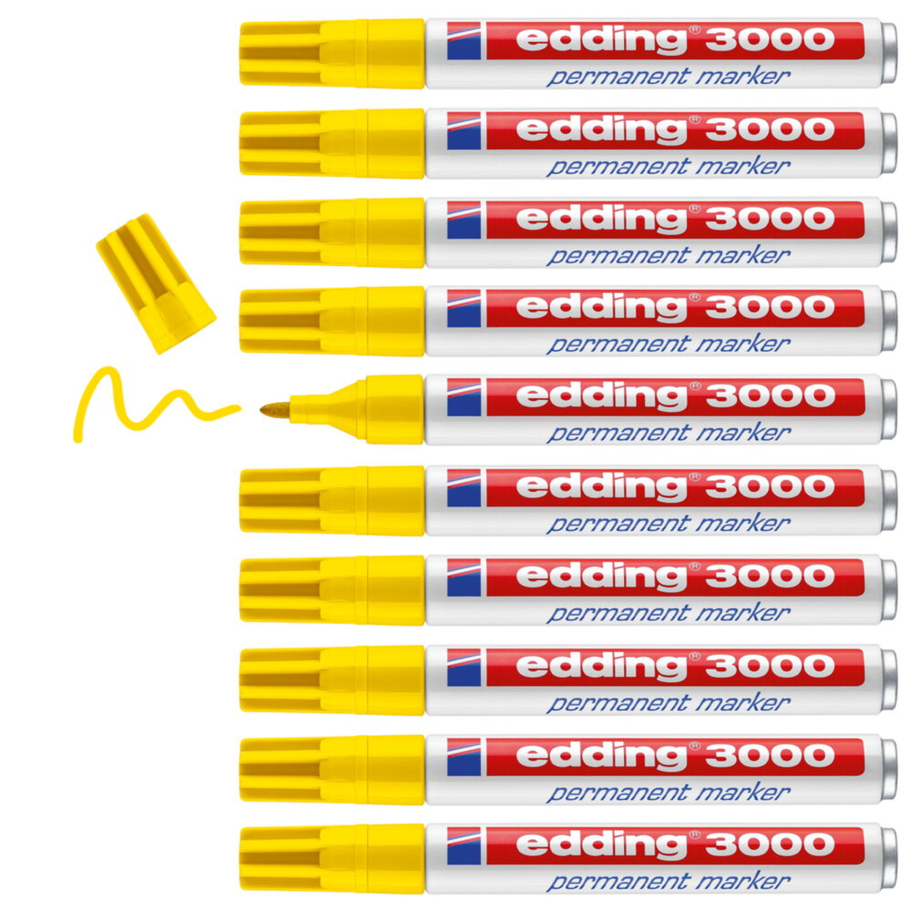 Edding 3000 Permanent Marker Yellow, 10 Pieces