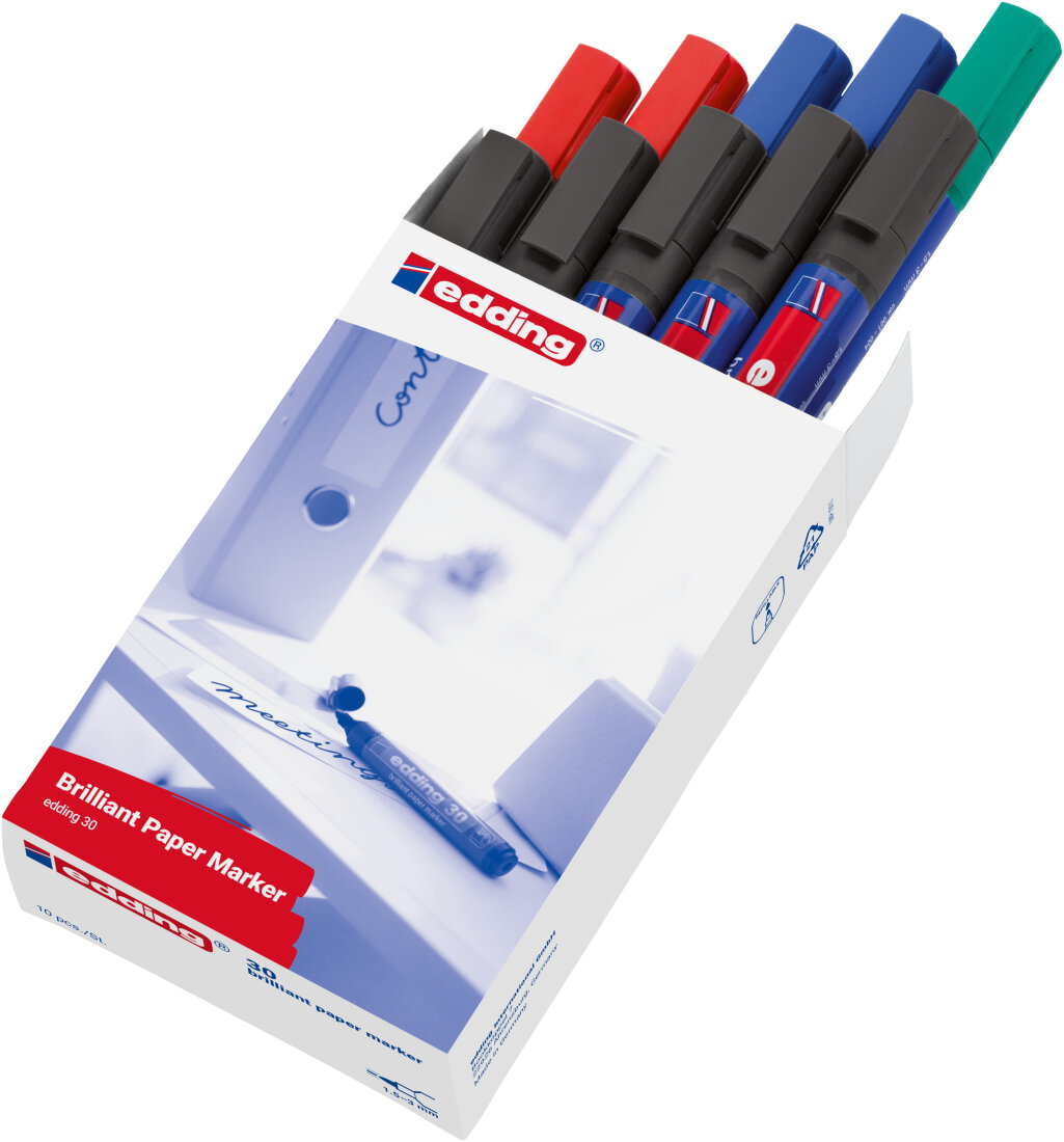 Edding 30 Brillant-Papiermarker 10er Set