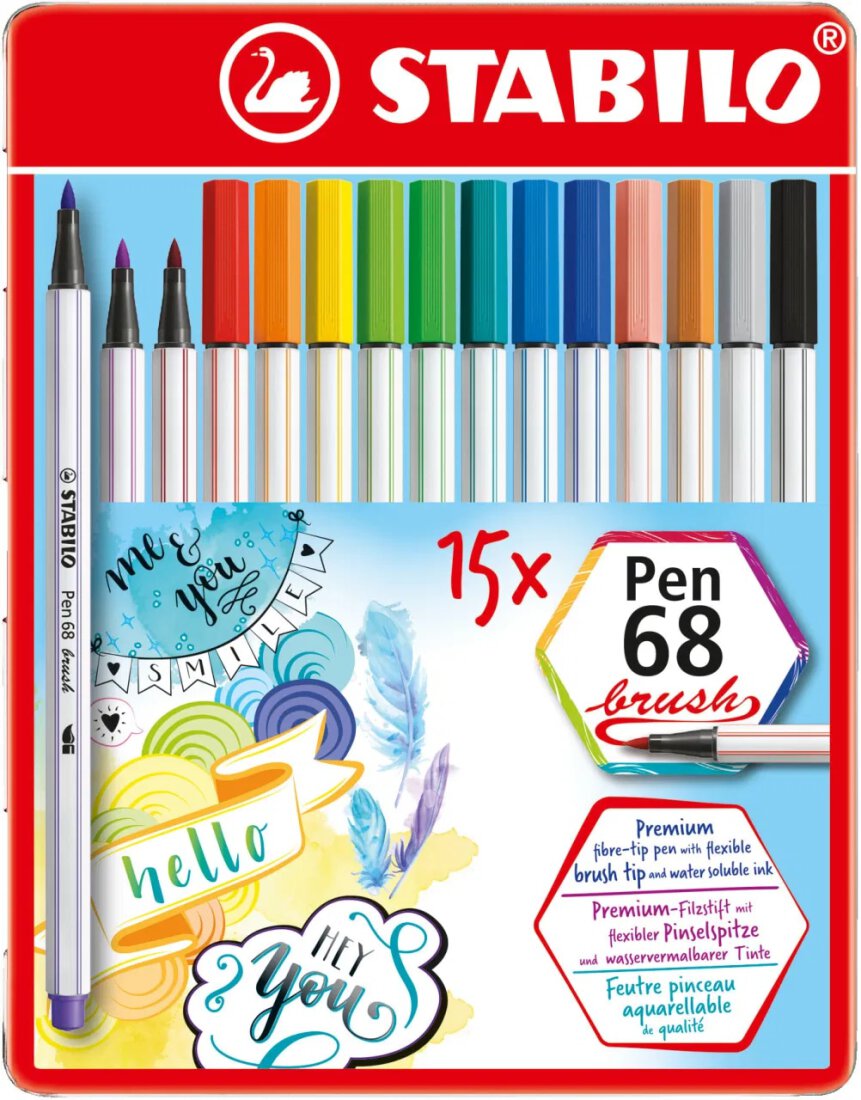 STABILO Pen 68 brush - 15er Metalletui