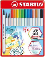 STABILO Pen 68 brush 15er Set Metalletui