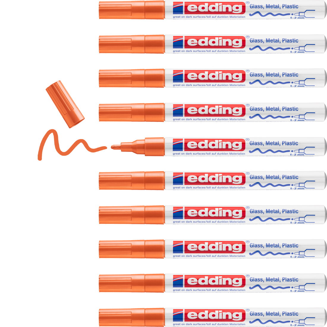 Edding 751 Gloss Paint Marker - Orange, Pack of 10