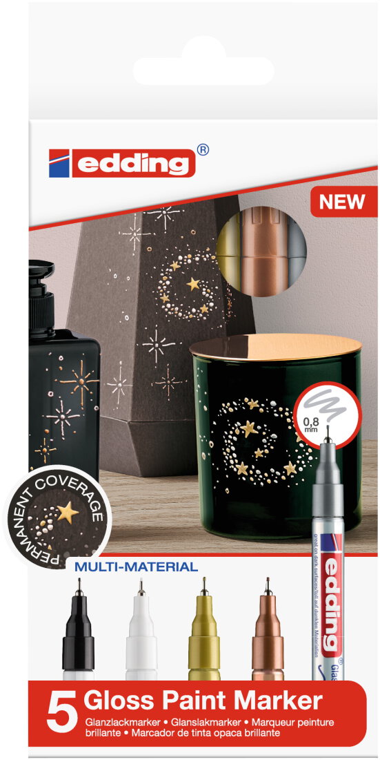 Edding 780 Glanz-Lackmarker Basisfarben 5er Set