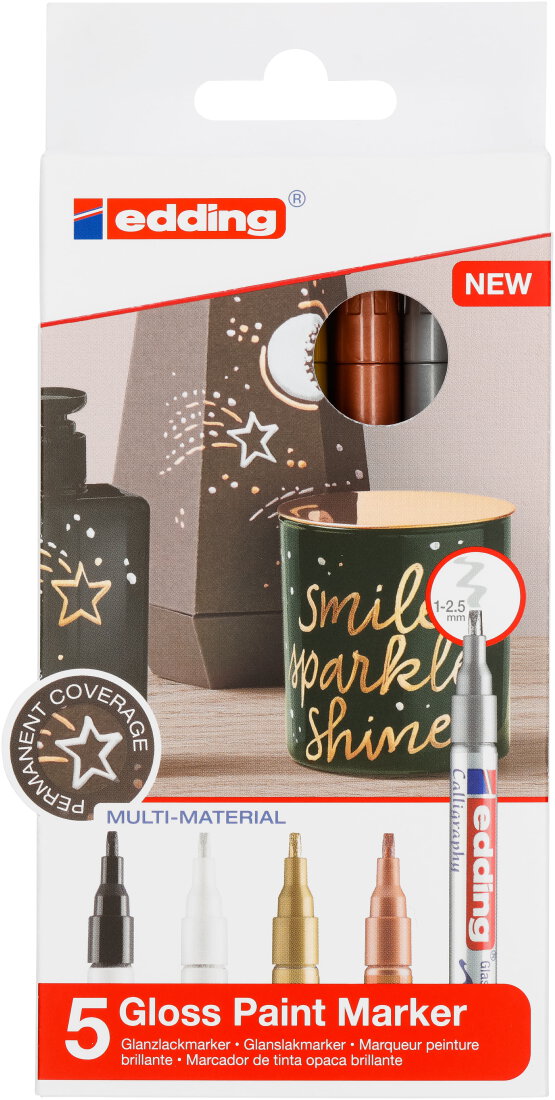 Edding 753 Gloss Paint Marker Calligraphy Set of 5